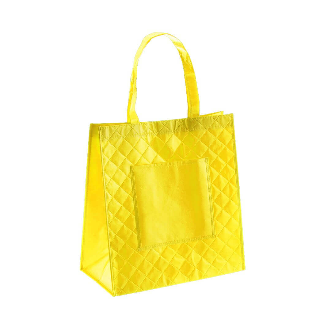 yellow color laminated non woven bag capitone texture