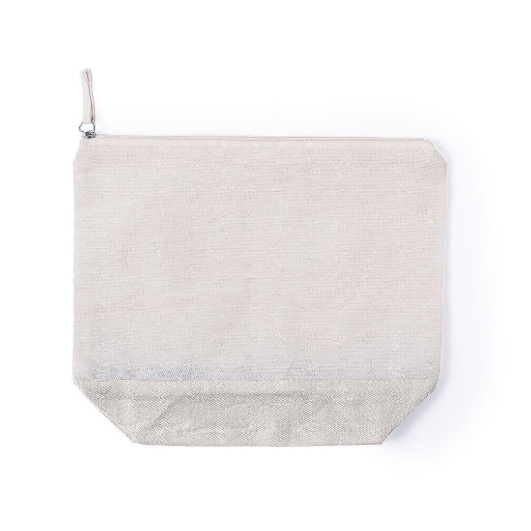 cotton beauty bag in natural color with  zipper