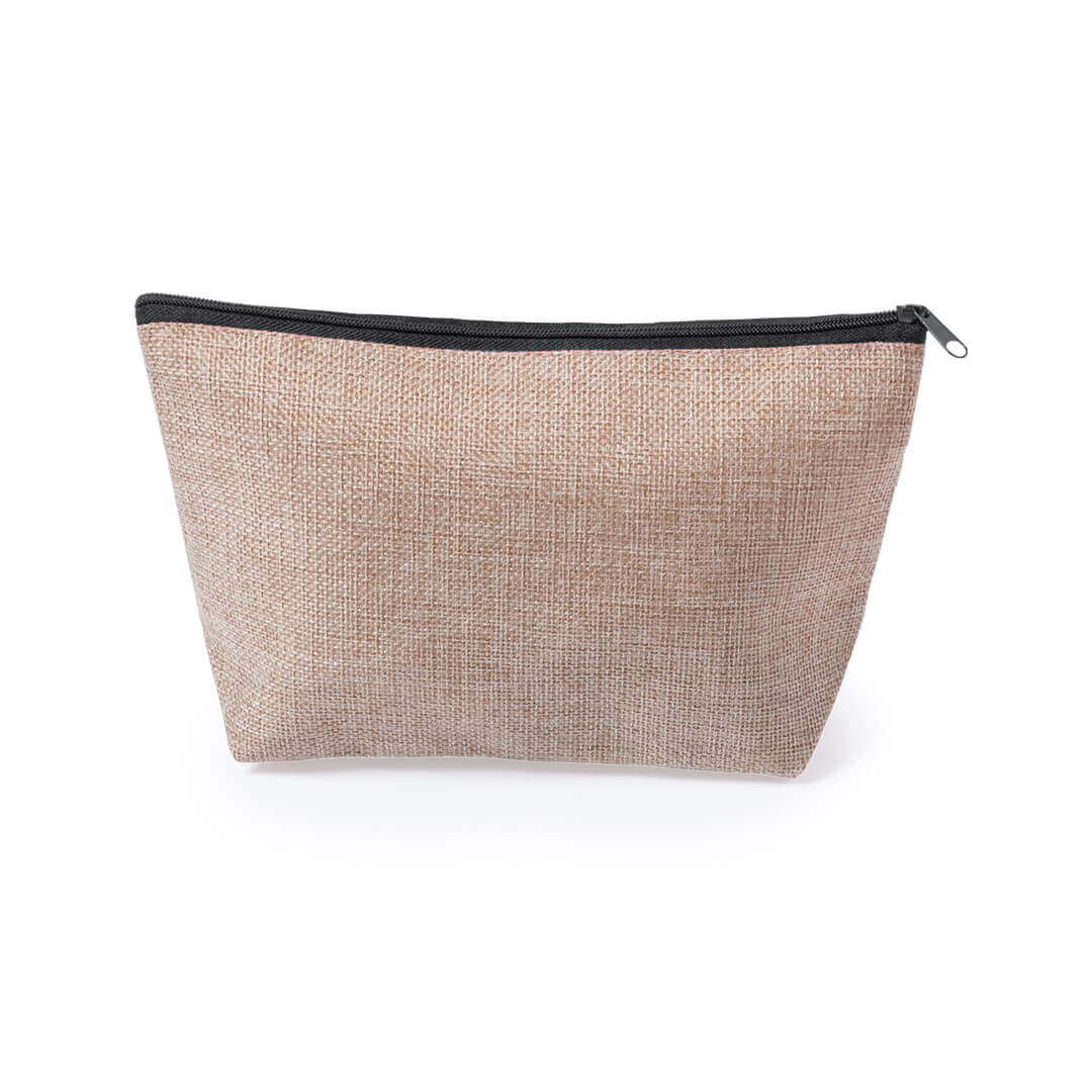 natural color beauty bag made from polyester with black zipper