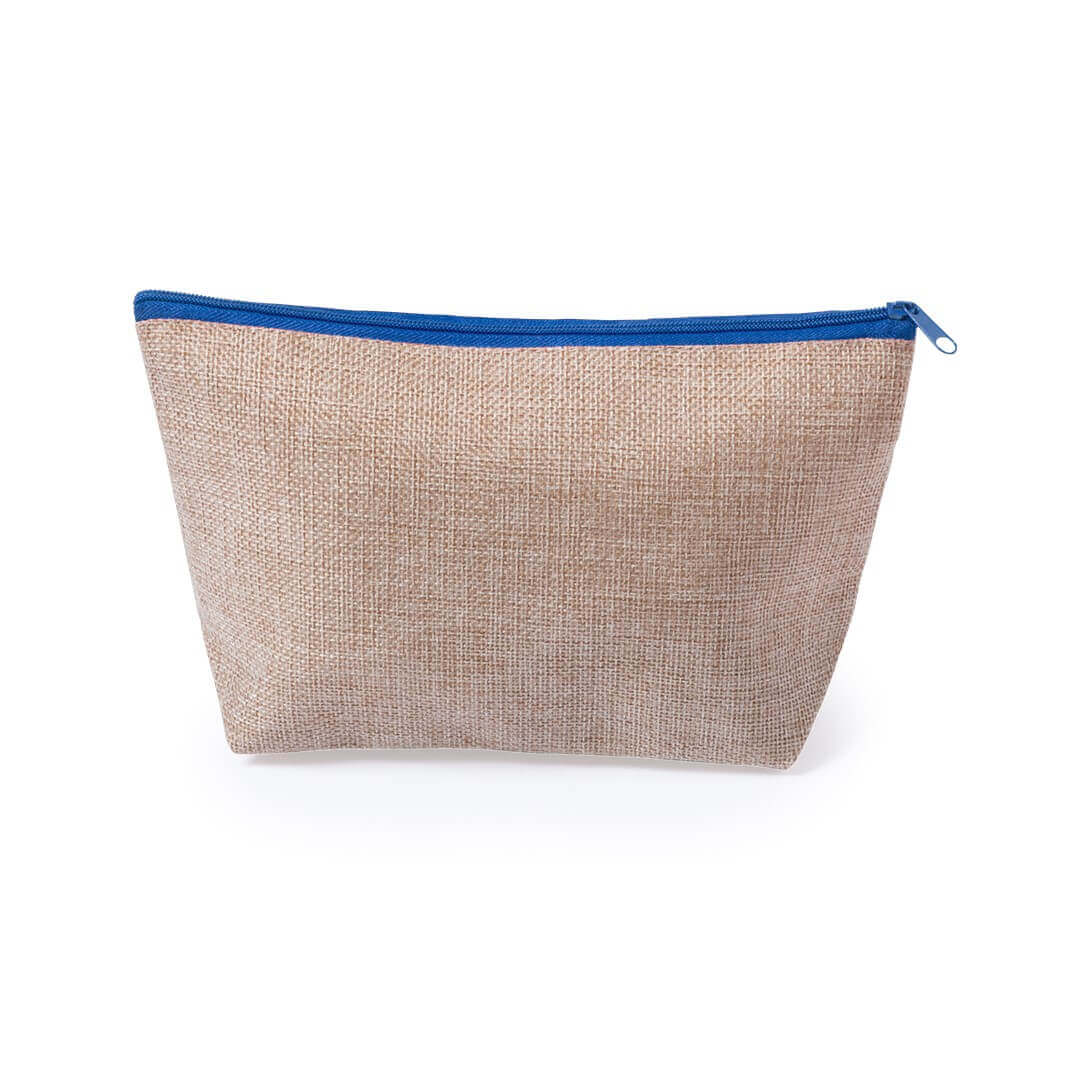 natural color beauty bag made from polyester with blue zipper