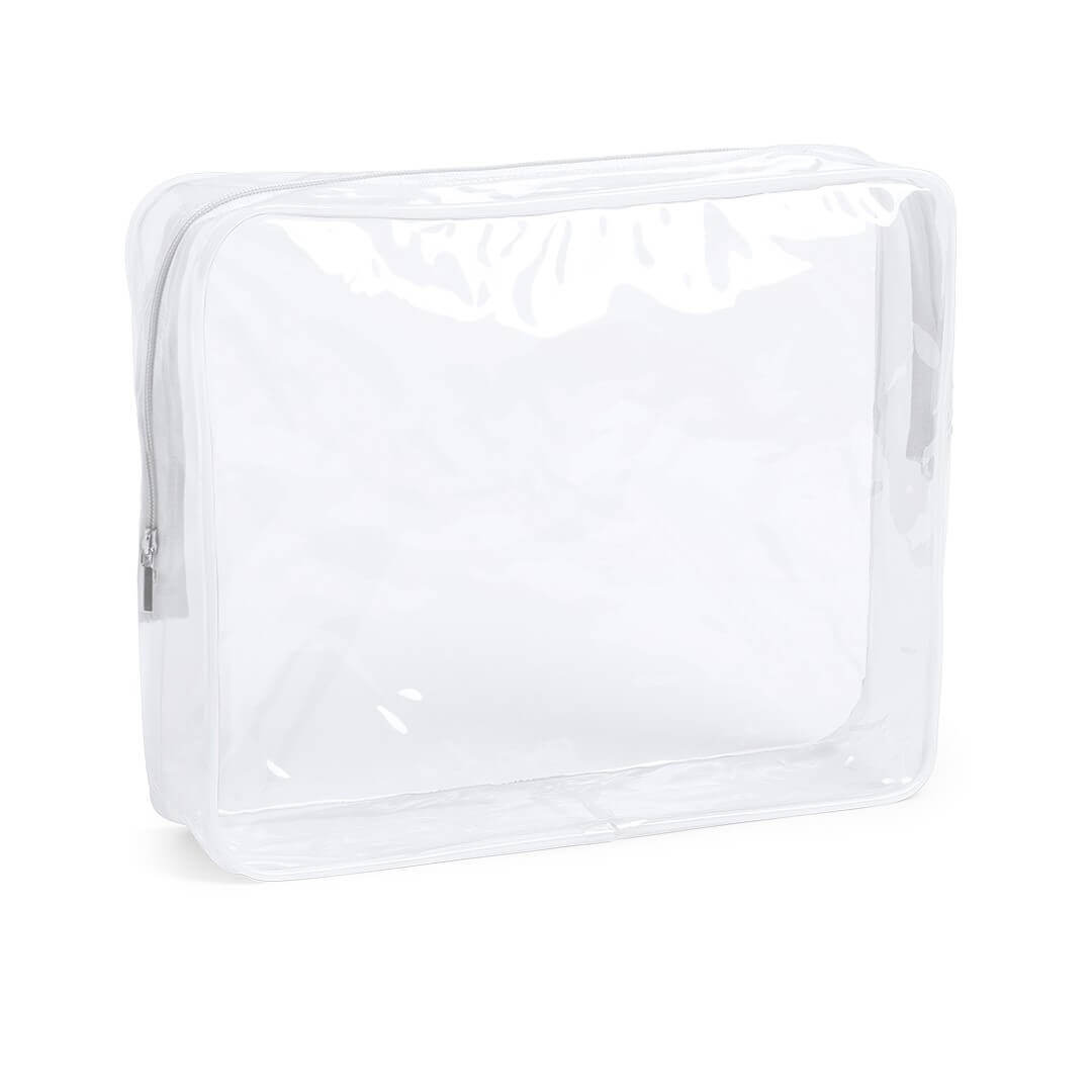 transparent beauty bag with white gusset