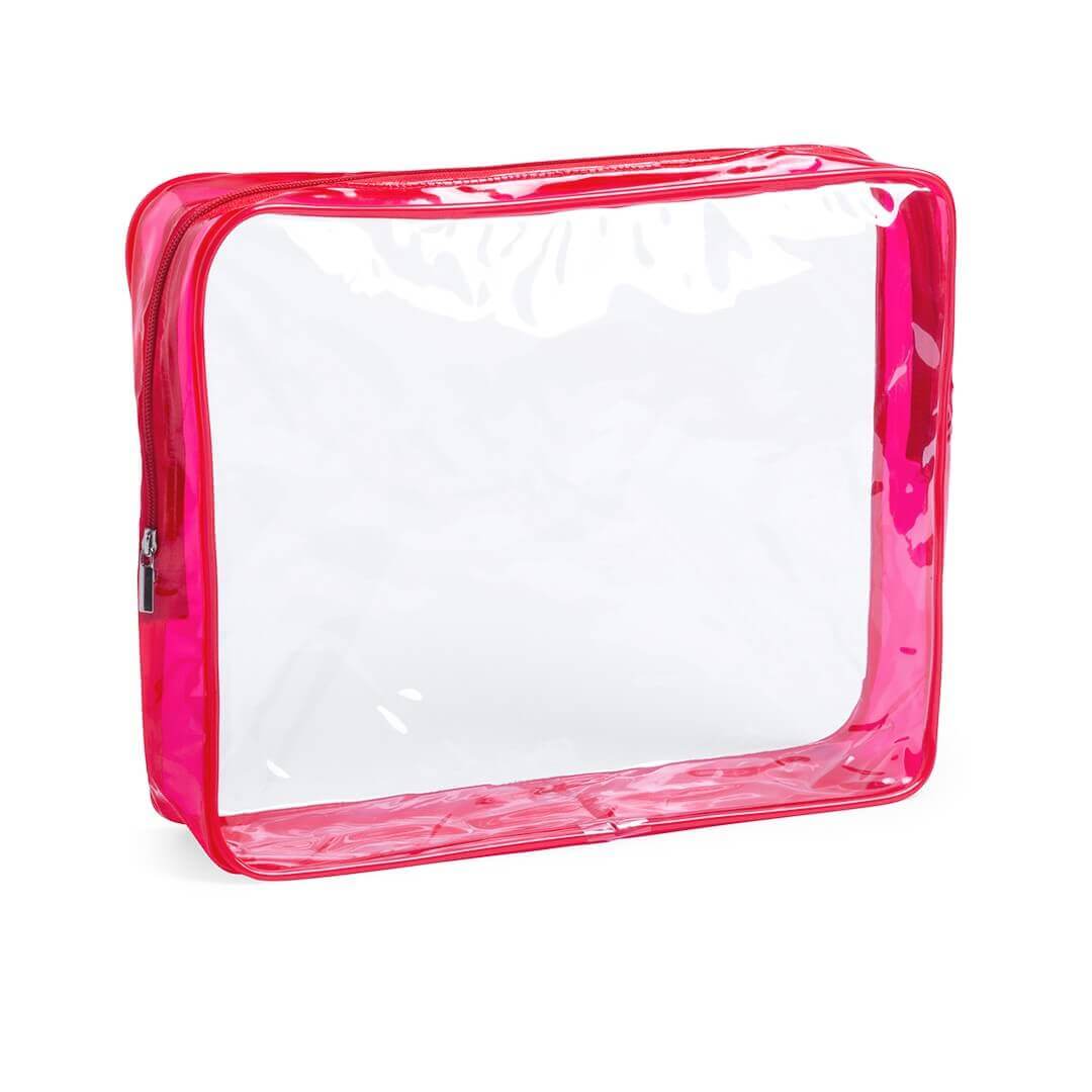 transparent beauty bag with red gusset
