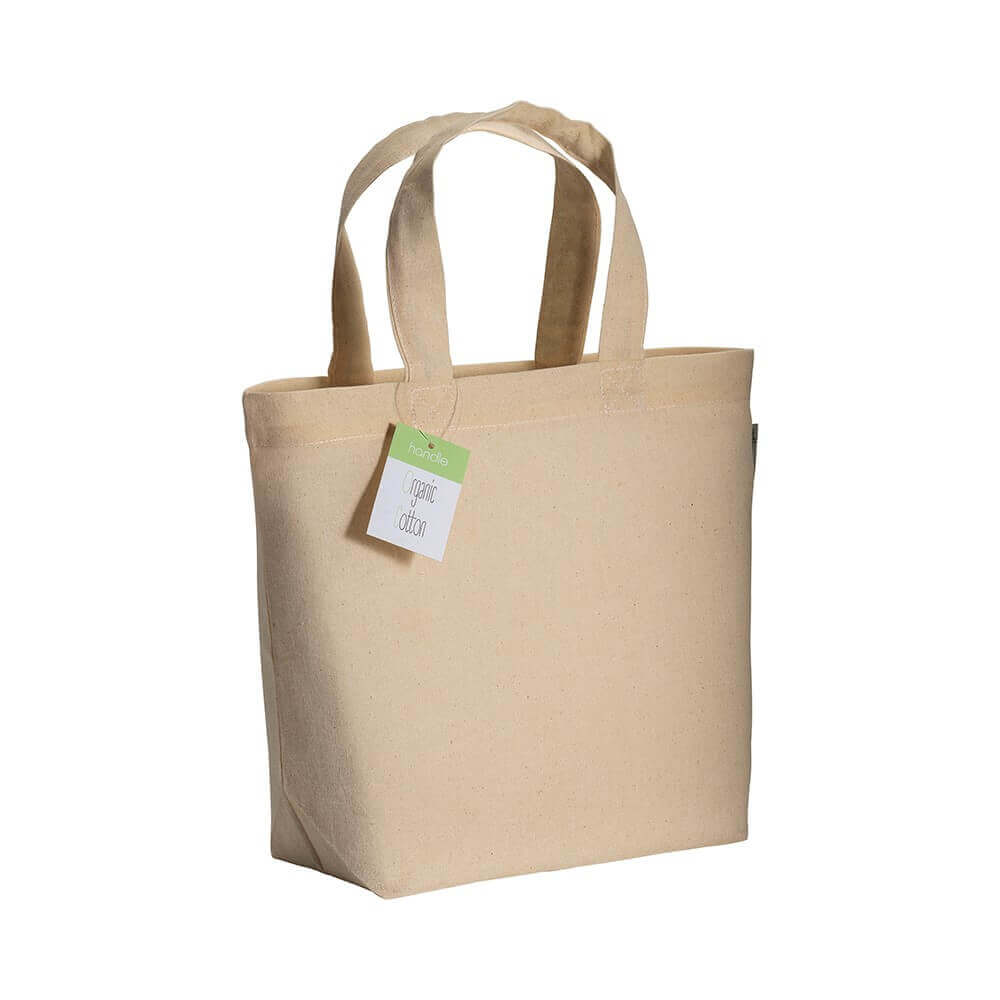 natural color cotton bag with short handles