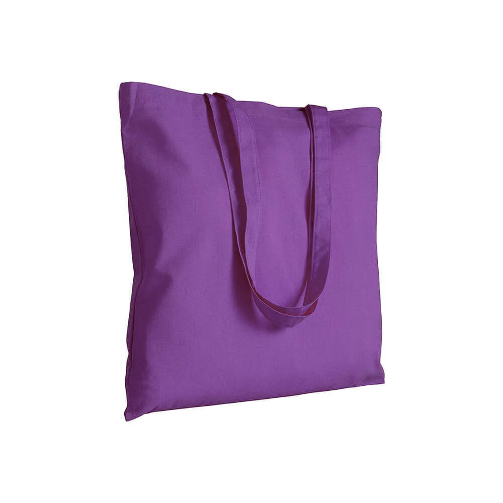 lila color cotton bag with long handles