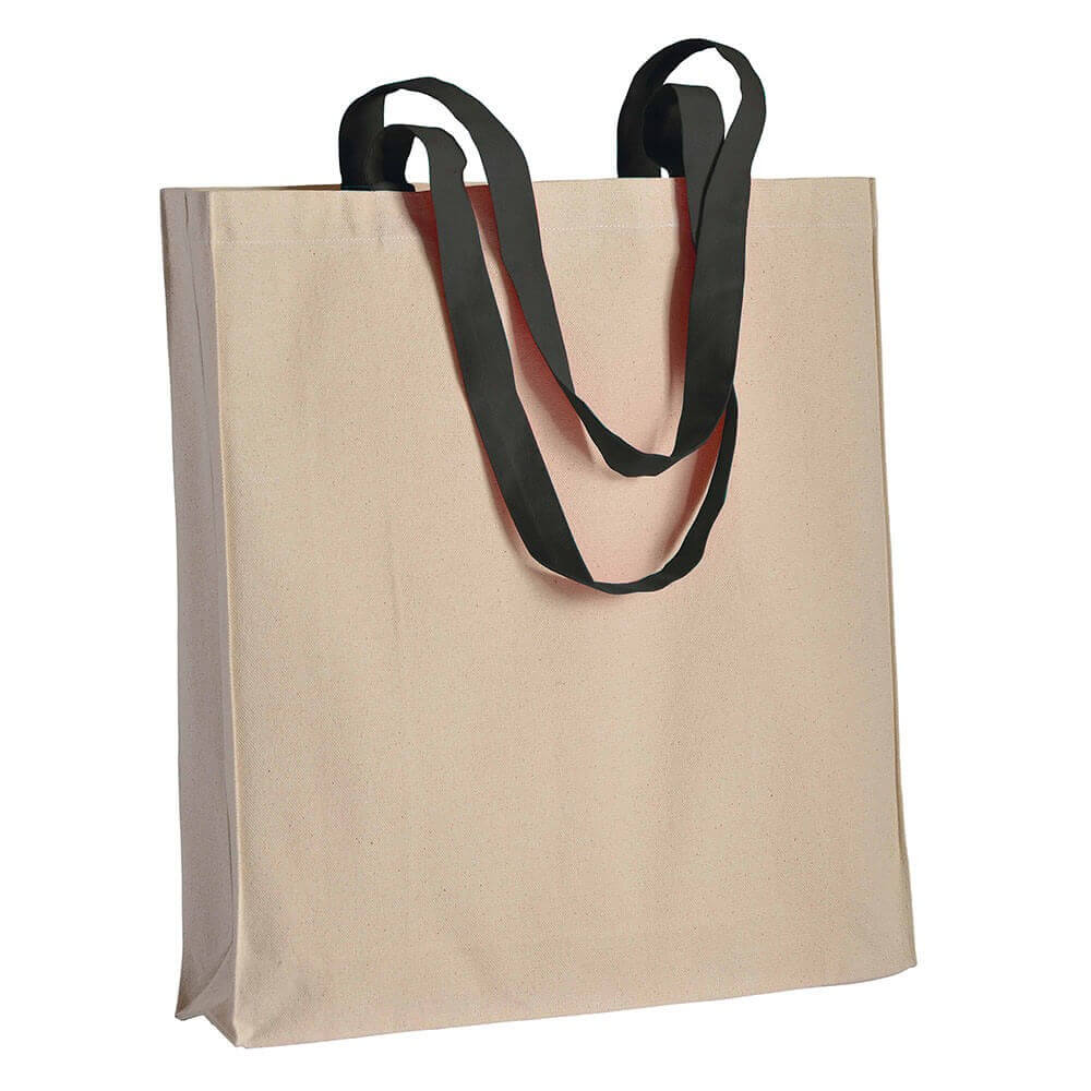 black color cotton bag with long handles