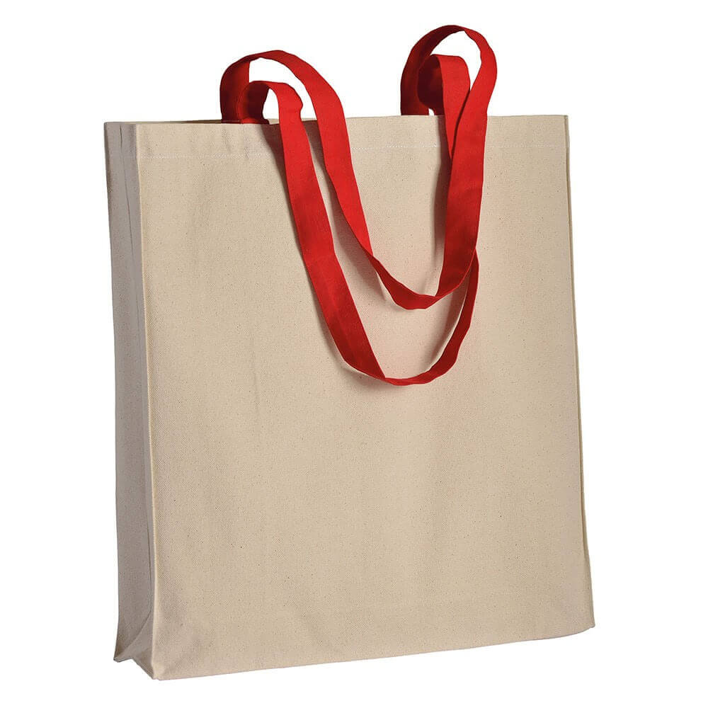 red color cotton bag with long handles