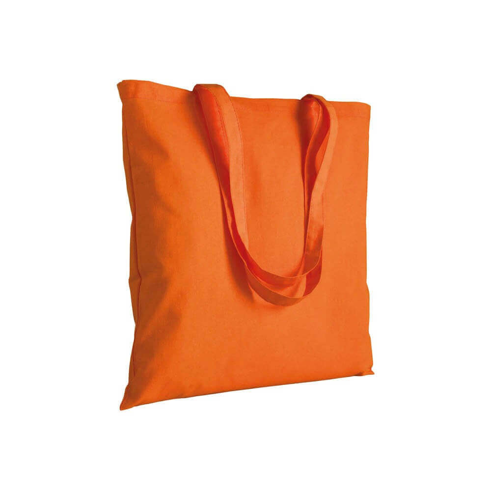 orange color cotton bag with long handles