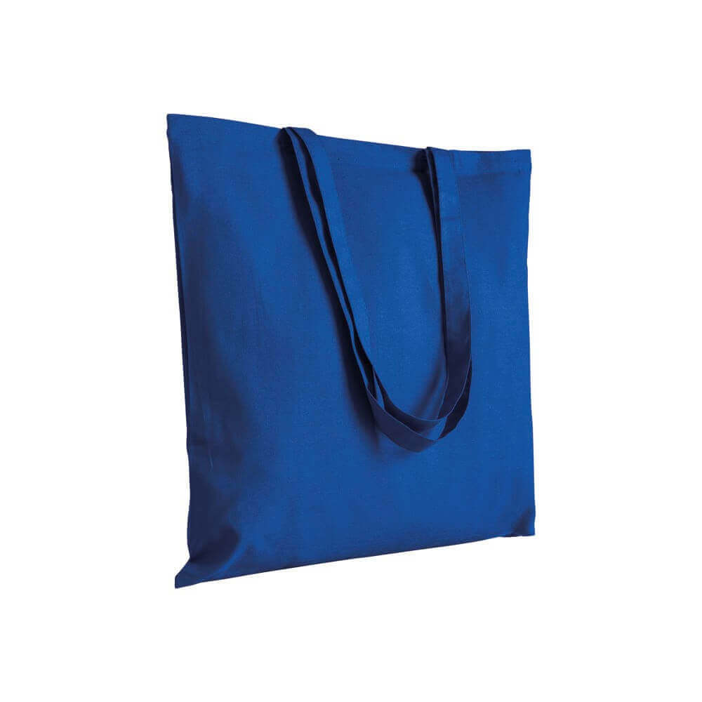 blue color cotton bag with long handles
