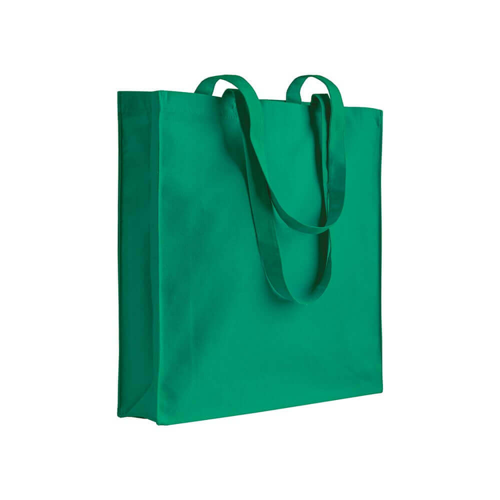 green color cotton bag with long handles