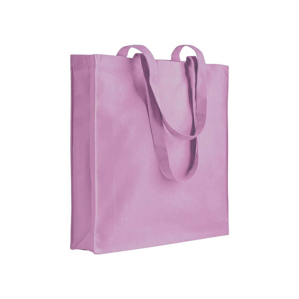 pink color cotton bag with long handles