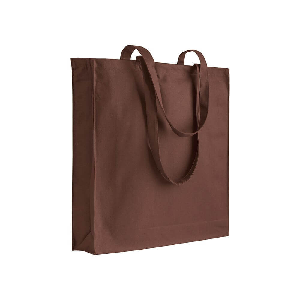 brown color cotton bag with long handles