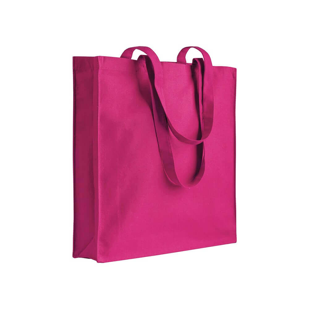 fuchsia color cotton bag with long handles