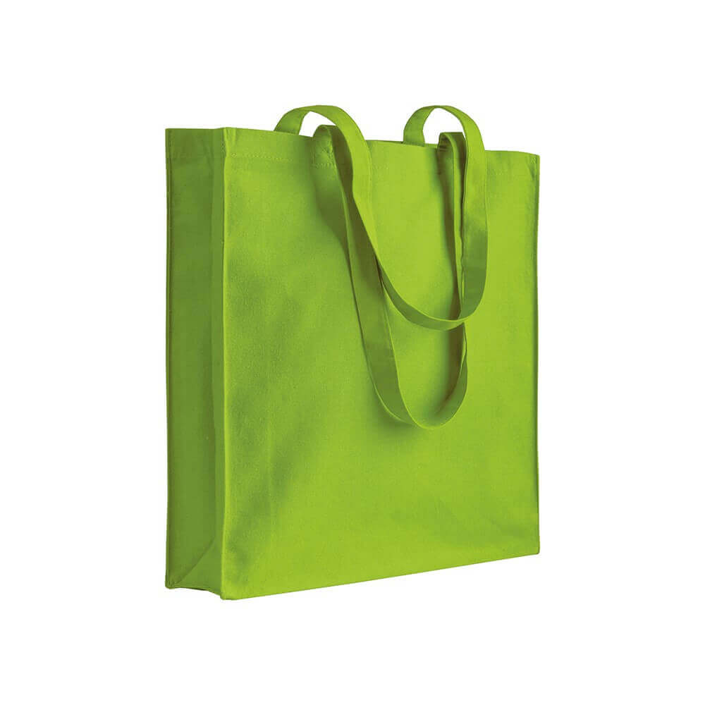 apple green color cotton bag with long handles