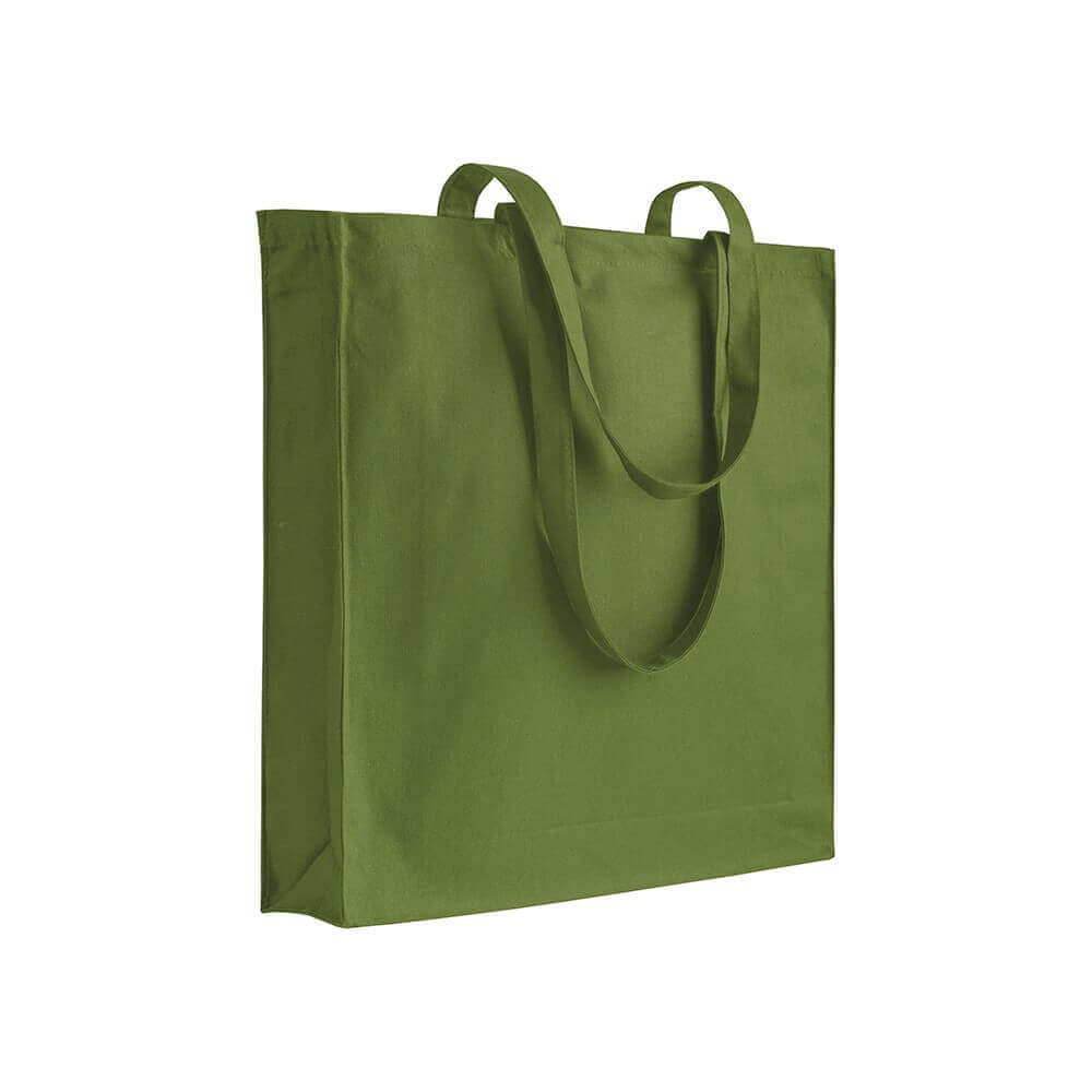dark green color cotton bag with long handles