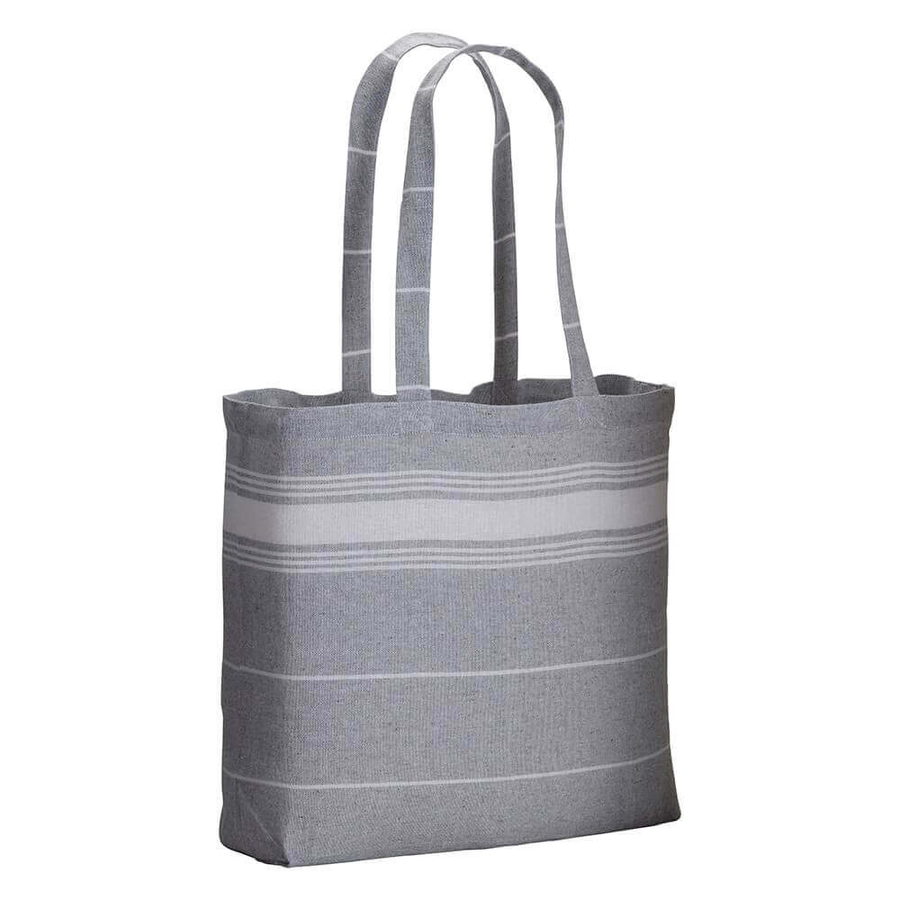 grey color cotton bag with long handles