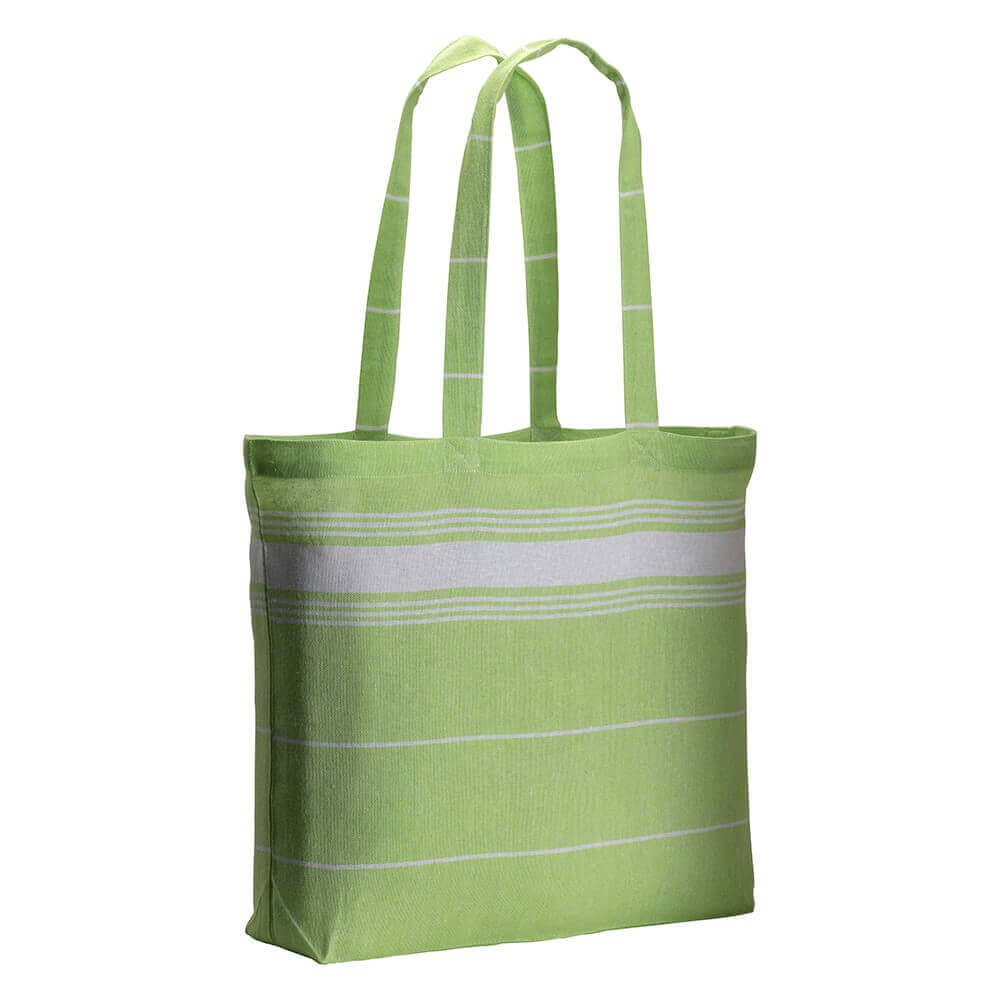 apple green color cotton bag with long handles