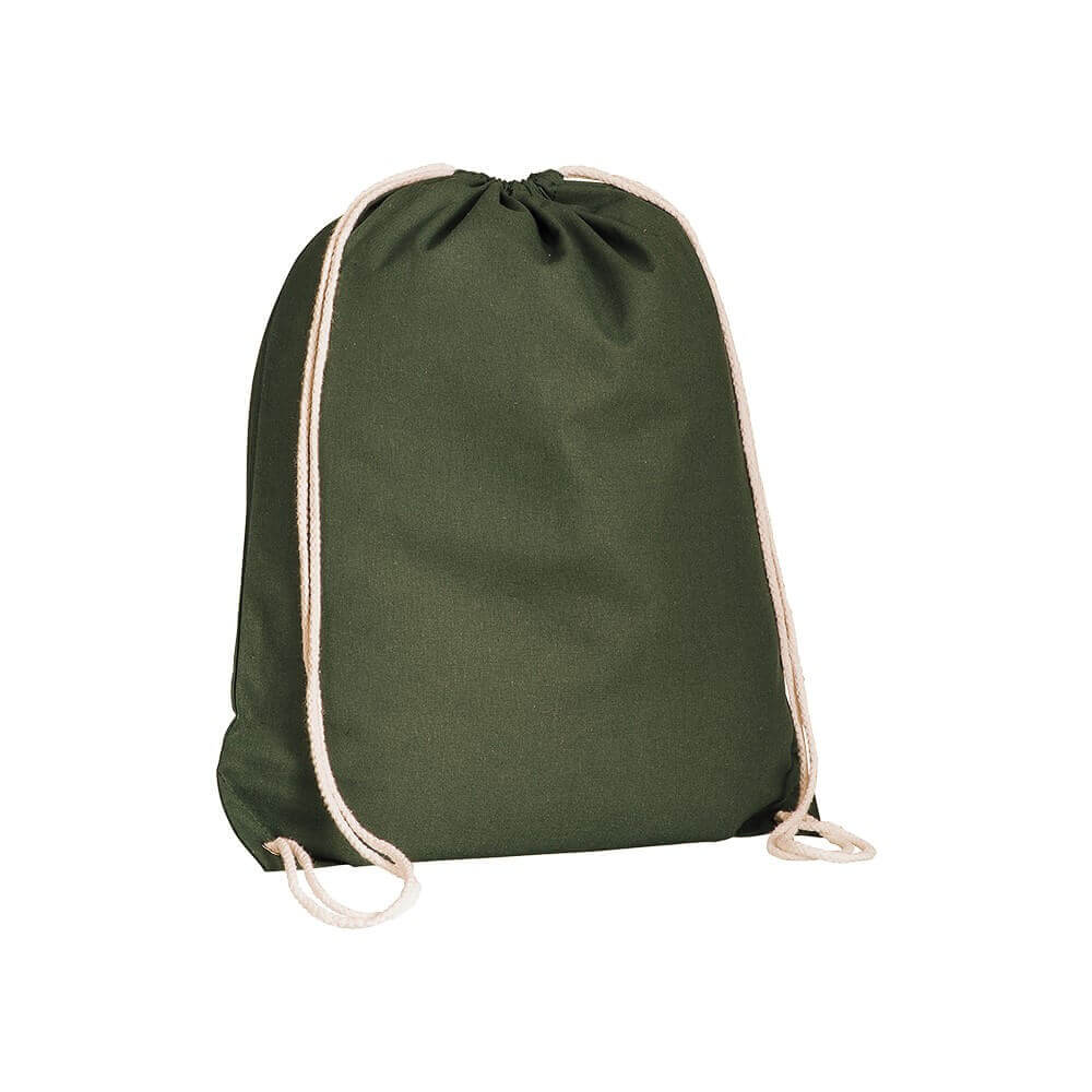 dark green color cotton drawstring bag