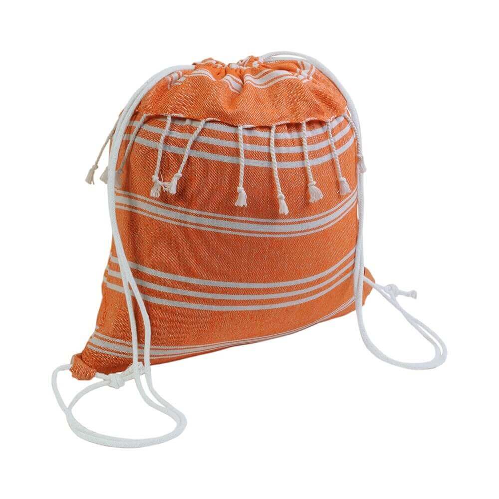 orange color cotton drawstring bag