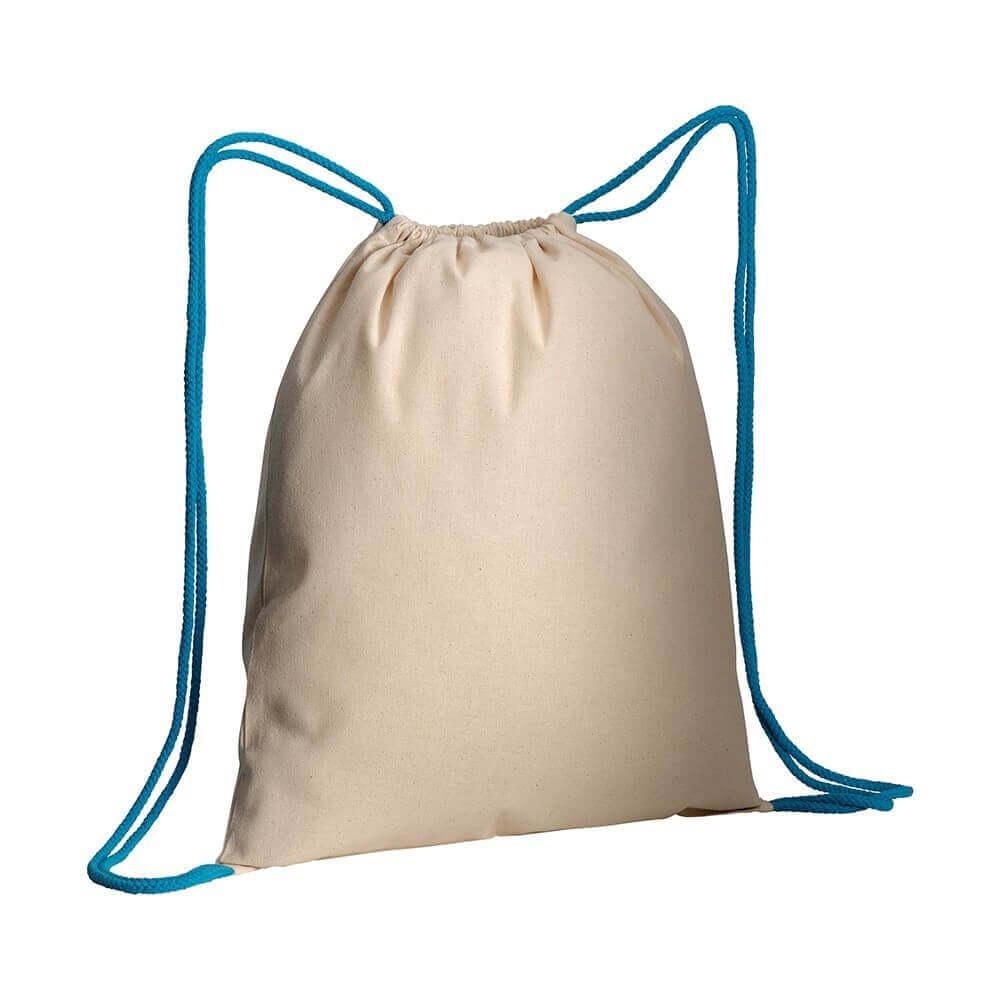 light blue clor cotton drawstring bag