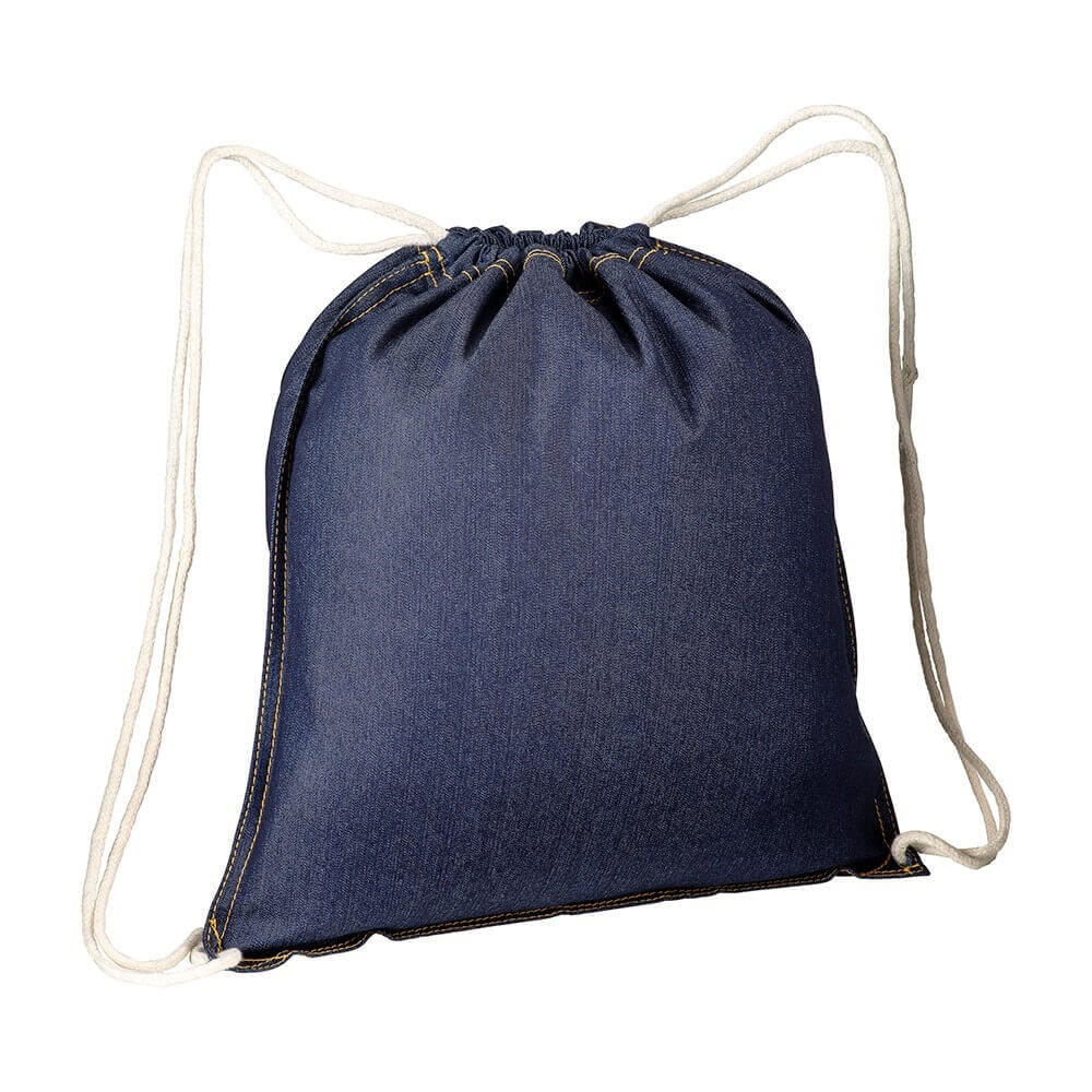 blue jean cotton drawstring bag