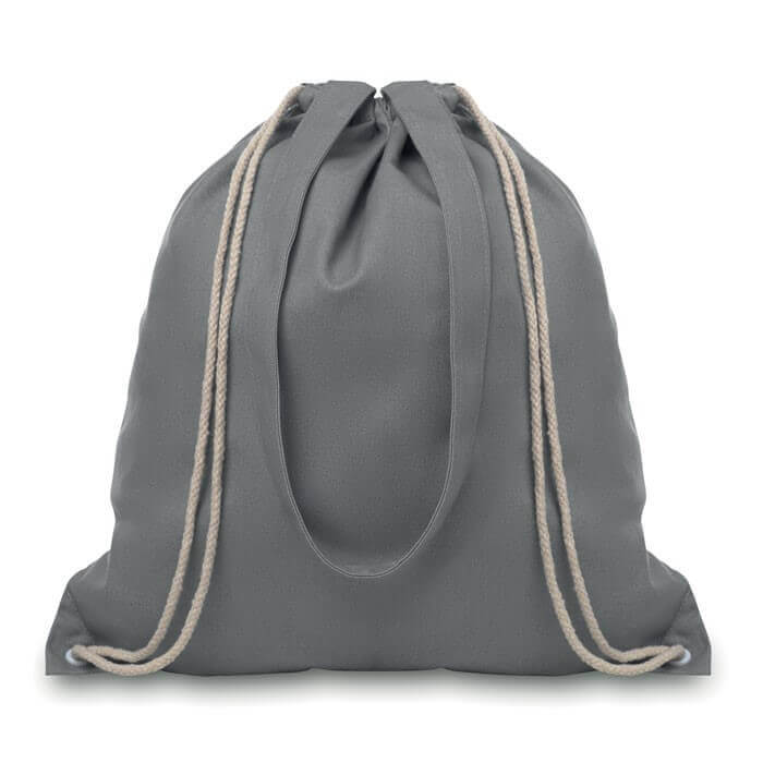 grey color cotton drawstring bag