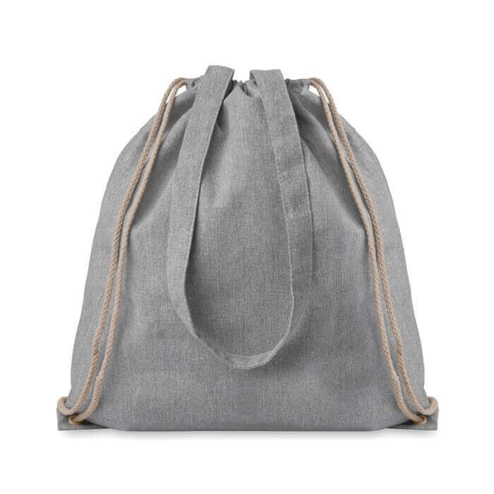 grey color cotton drawstring bag