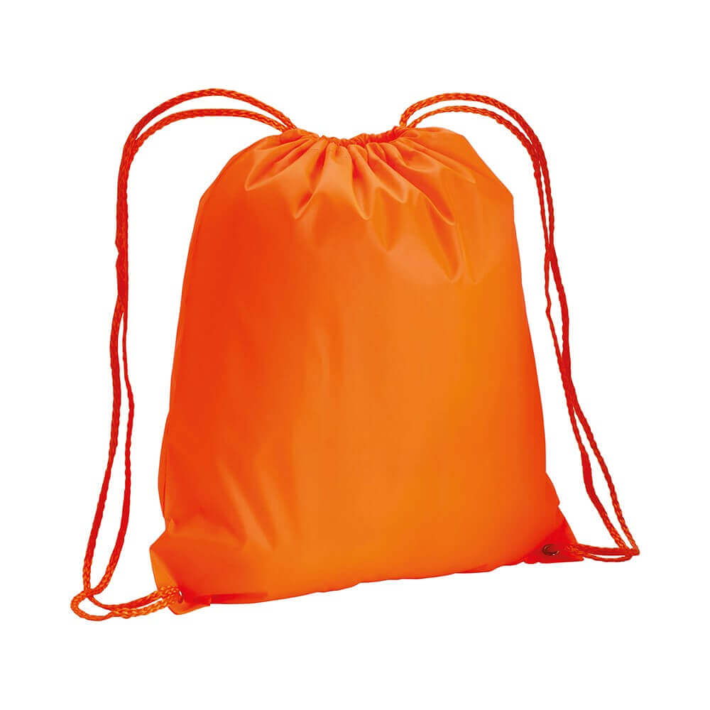 orange color non woven drawstring bag