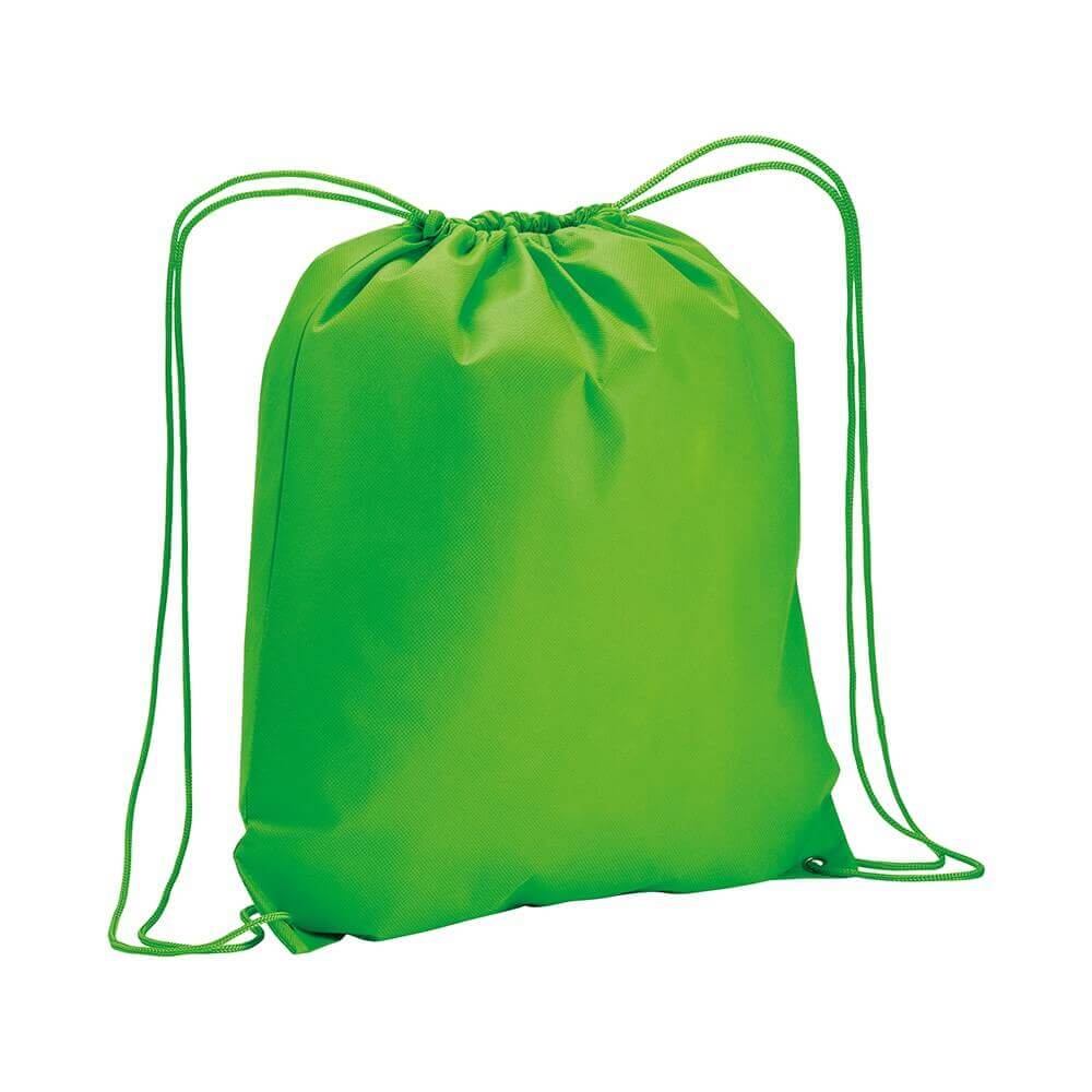 apple green color non woven drawstring bag