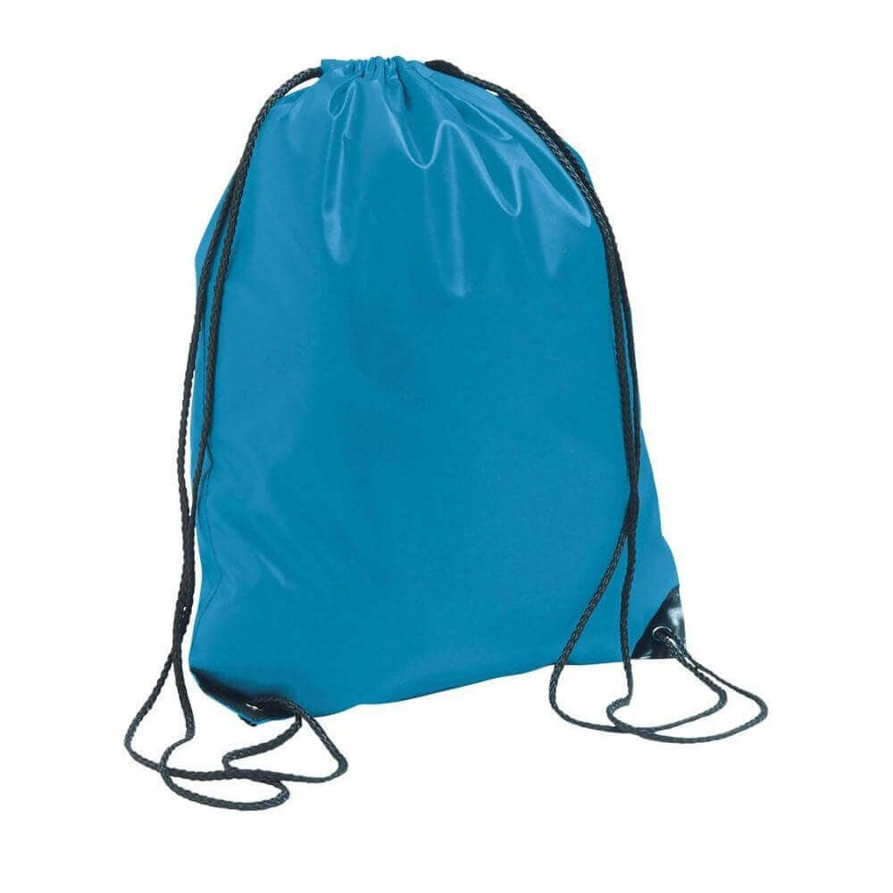 aqua color polyester drawstring bag