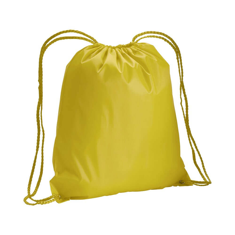 yellow color polyester drawstring bag