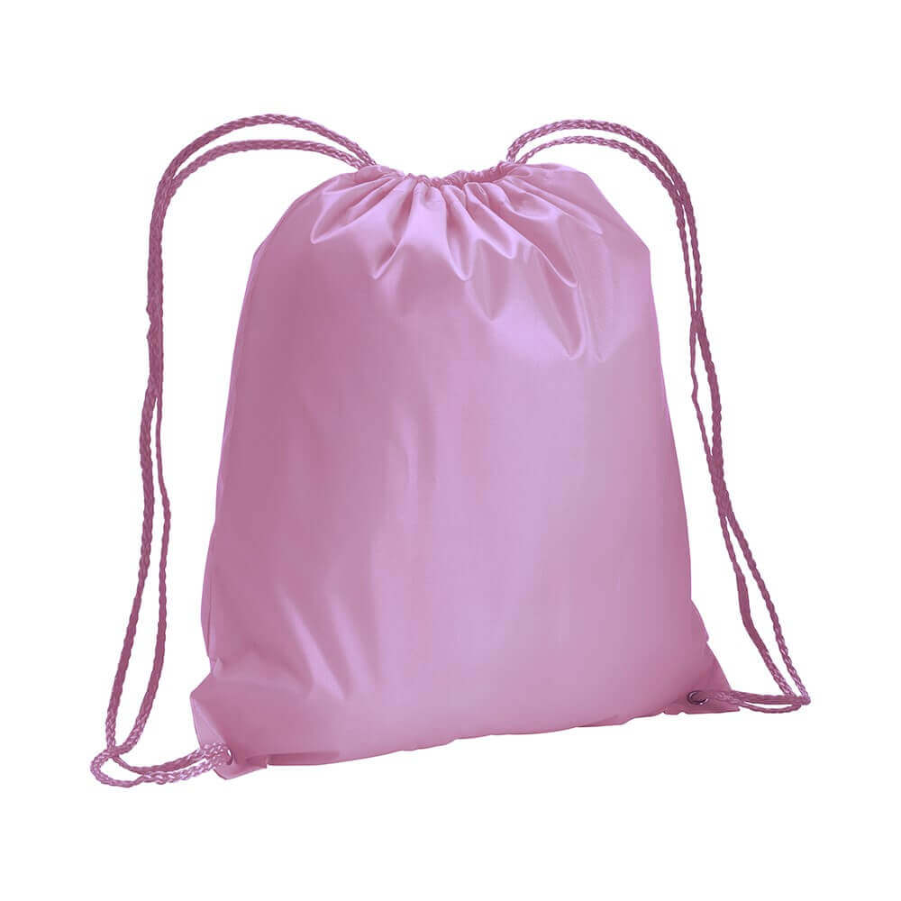 pink color polyester drawstring bag