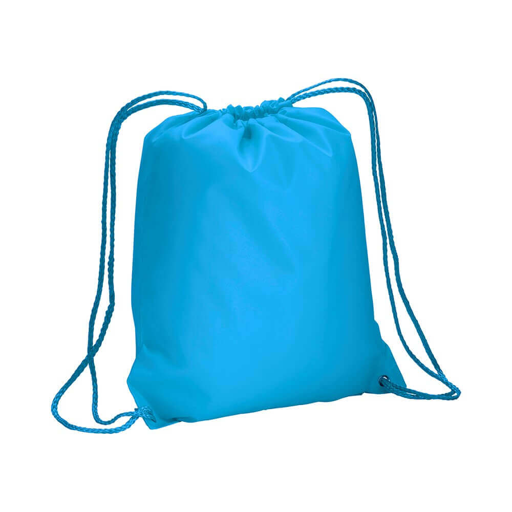 light blue clor polyester drawstring bag