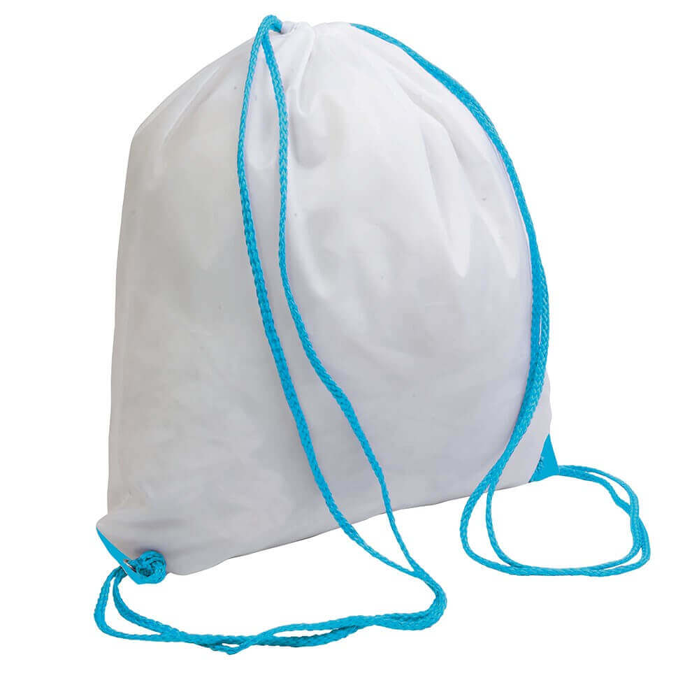 light blue clor polyester drawstring bag