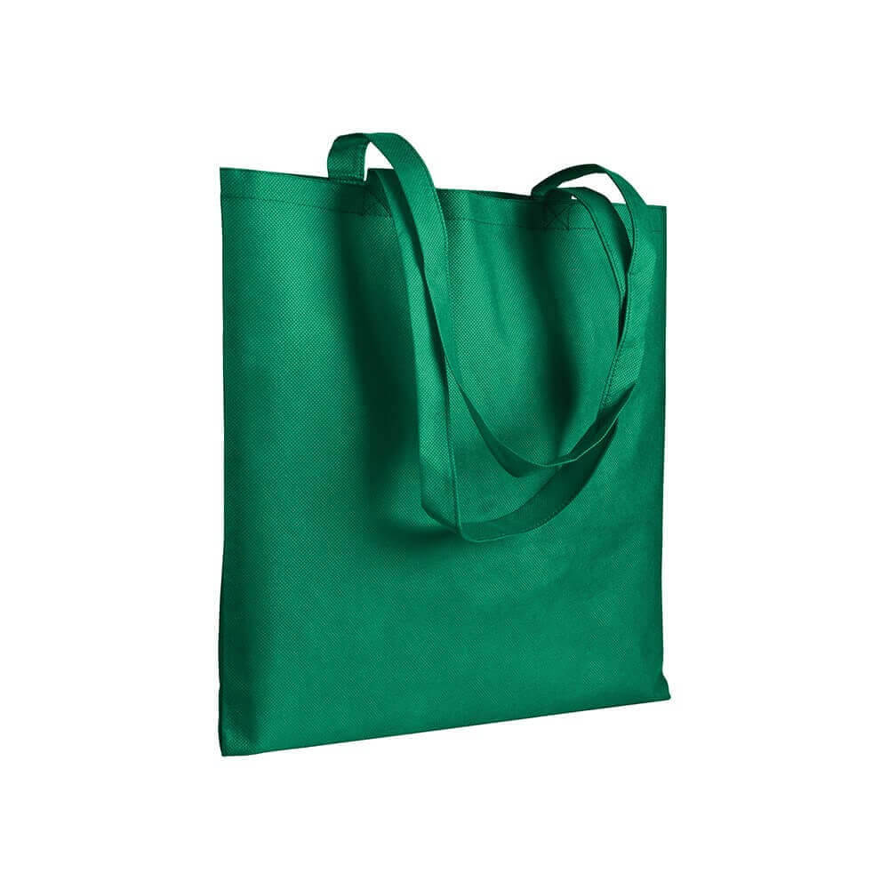 green color non woven bag with long handles