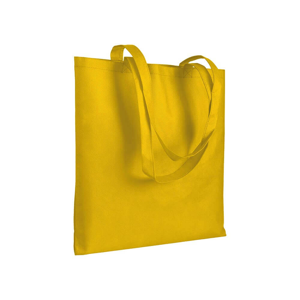 yellow color non woven bag with long handles