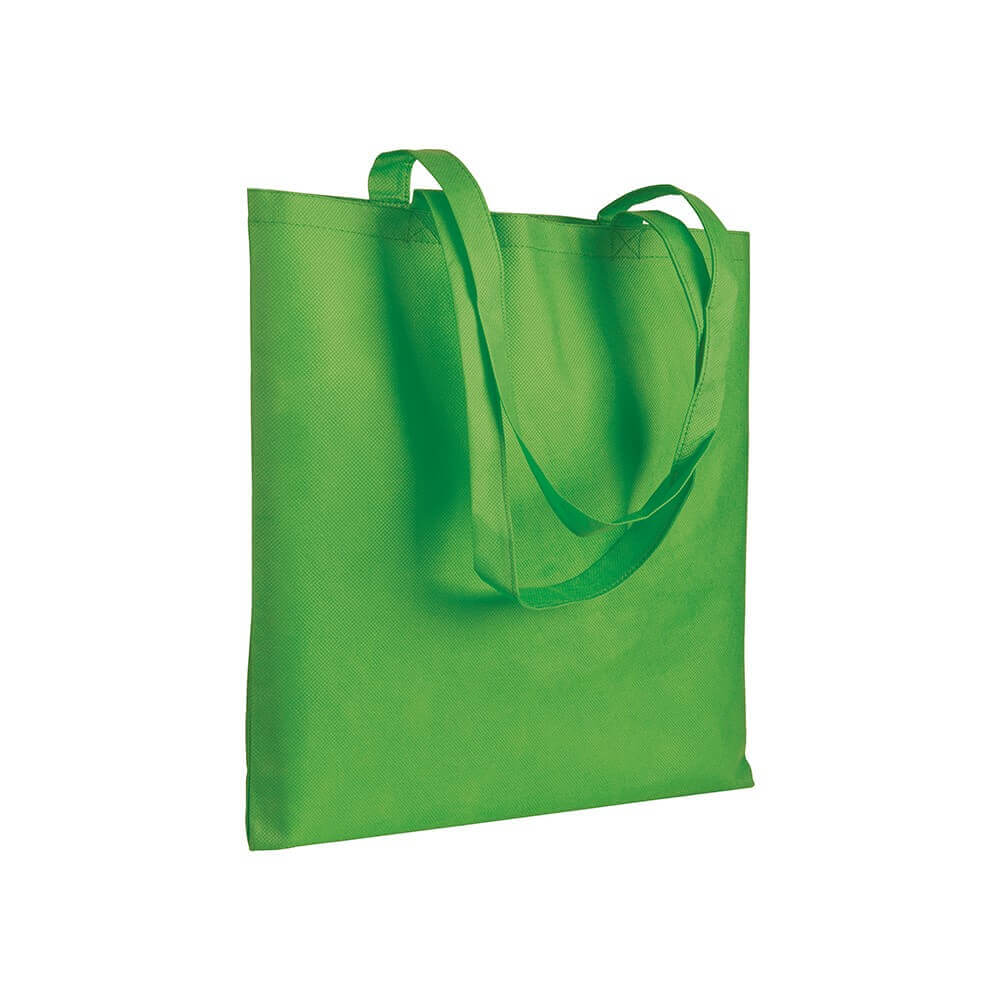 apple green color non woven bag with long handles