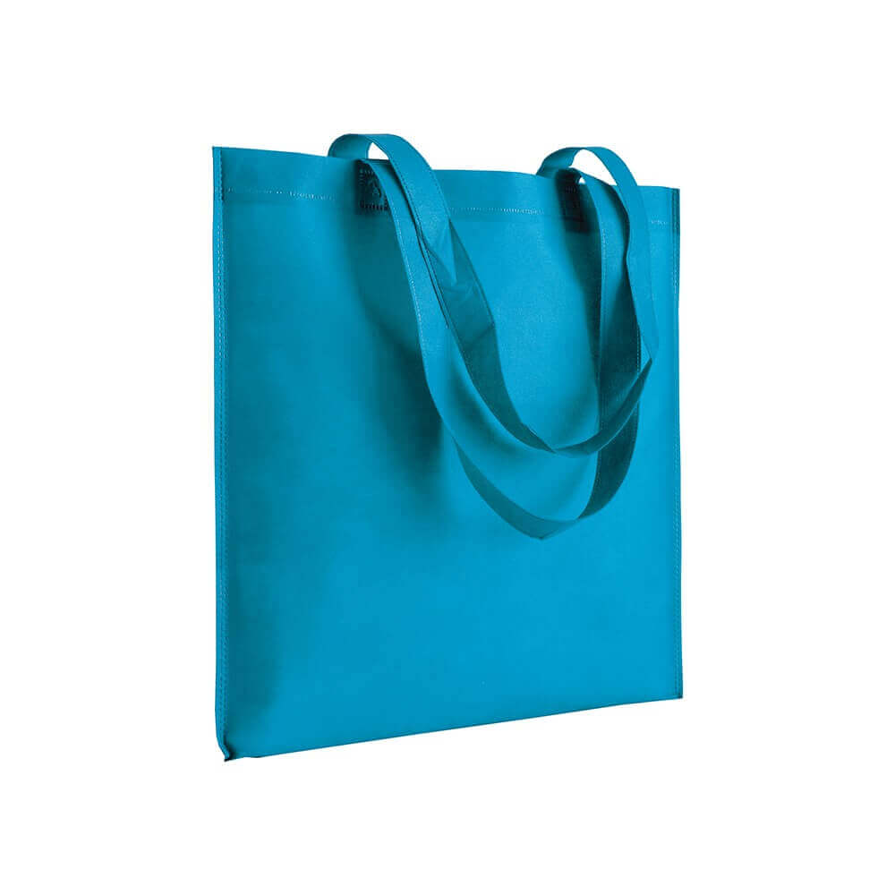 light blue clor non woven bag with long handles