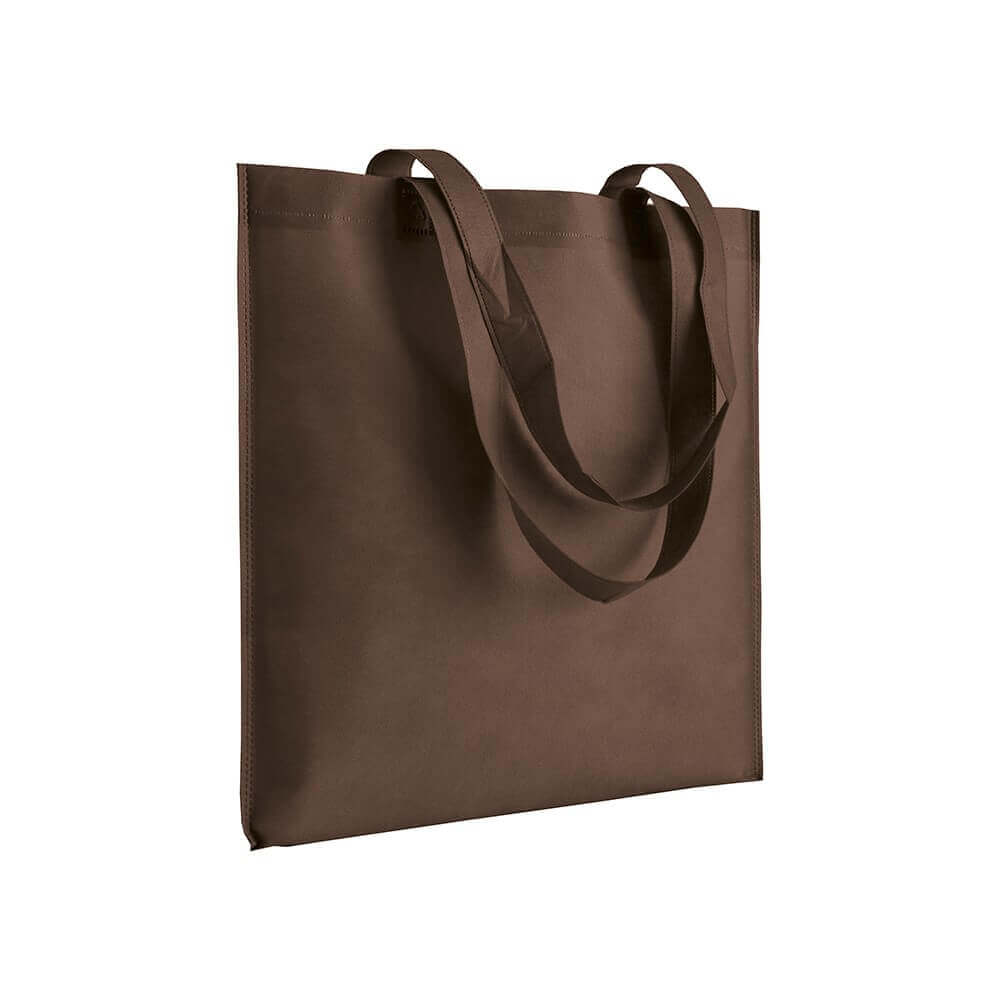 brown color non woven bag with long handles