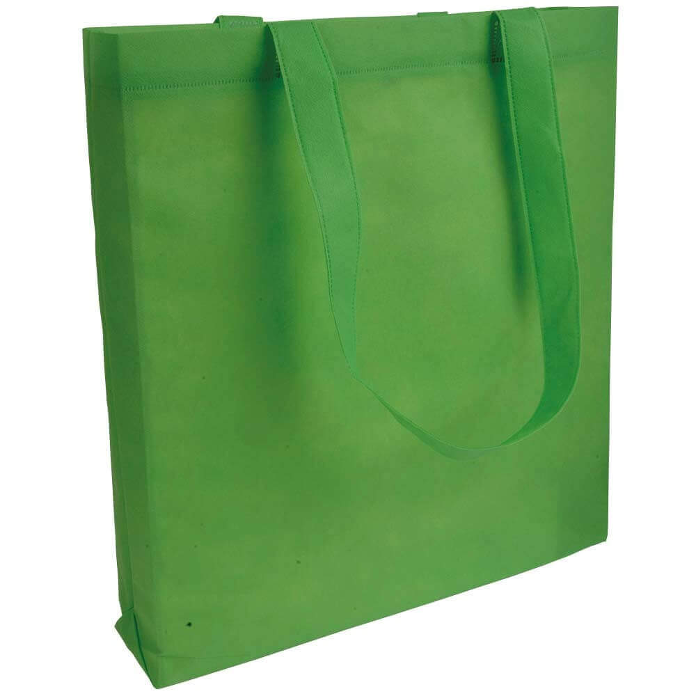 apple green color non woven bag with long handles