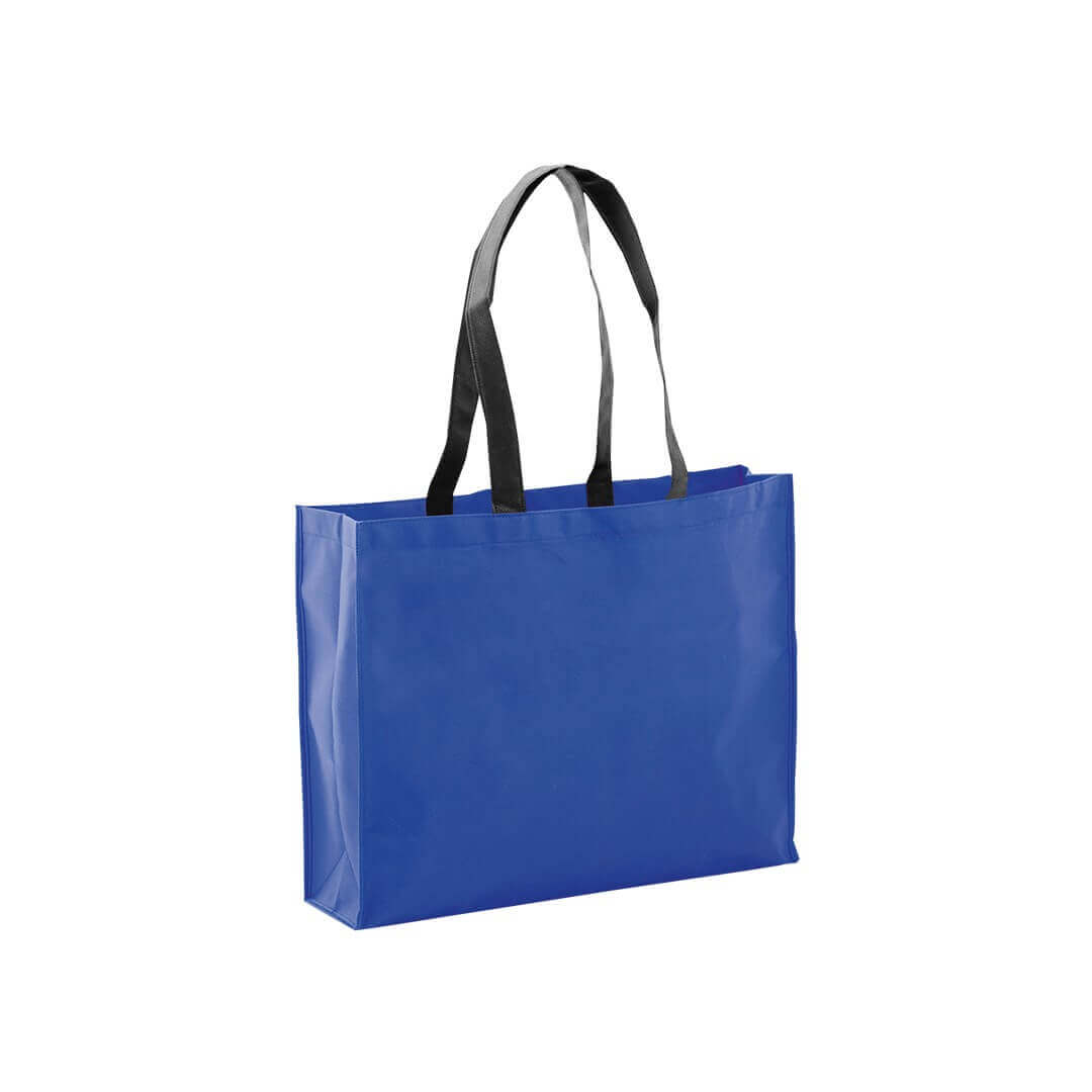 blue color non woven bag with long handles