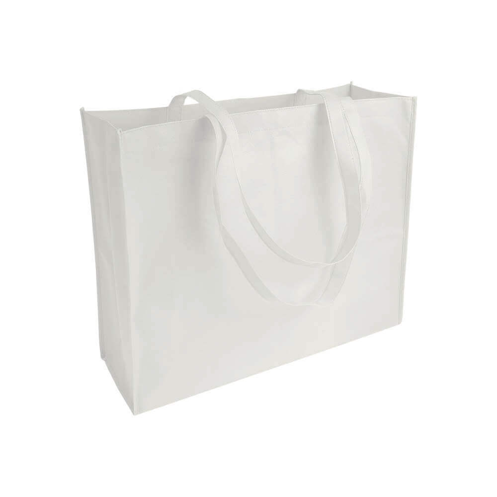 white color non woven bag with long handles