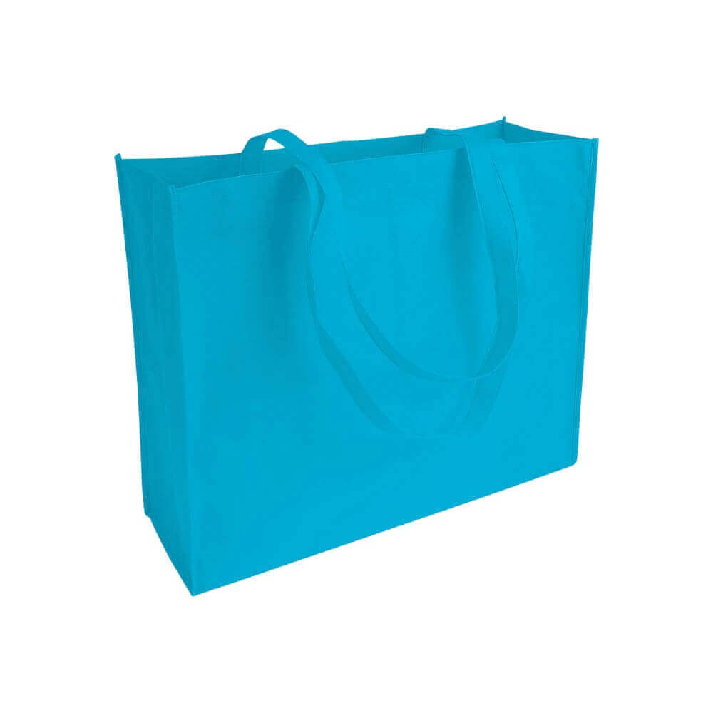 light blue clor non woven bag with long handles