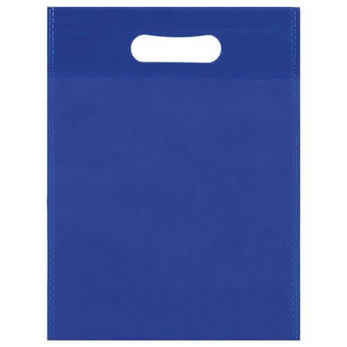 blue color non woven bag with d cut handles