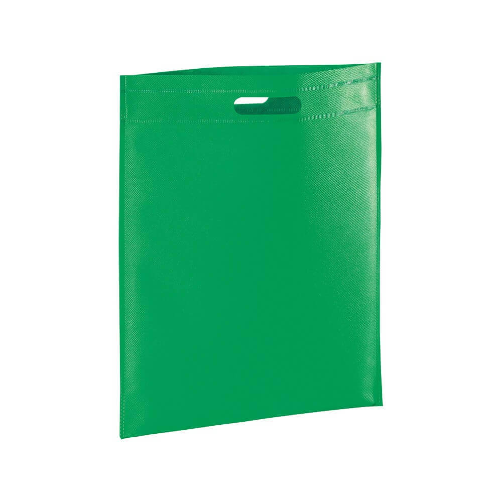 green color non woven bag with d cut handles