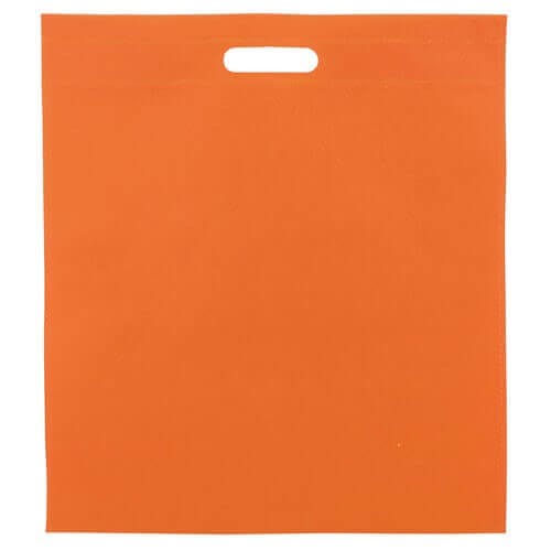 orange color non woven bag with d cut handles