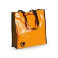 orange color pp woven bag with long handles