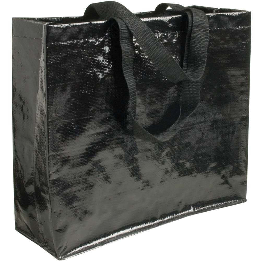 black color pp woven bag with short handles