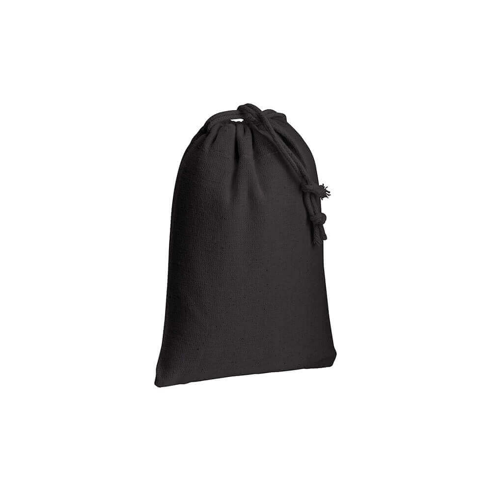 black color cotton pouch with two strings
